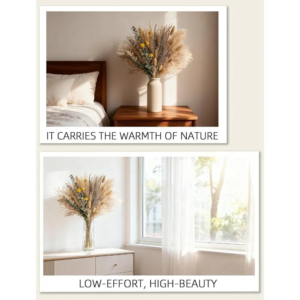 Boho Decor Bouquet Pampas Grass Eucalyptus Lavender Natural Dried Flower